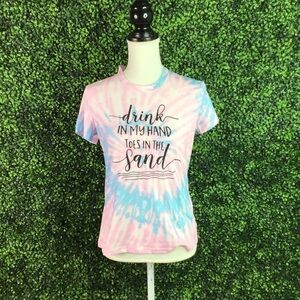 🎄Drink in my hands toes in the sand tye dye shirt
